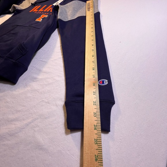 Champion Illinois Fighting Illini Hoodie Navy Orange Gray Colorblock Youth XS - Picture 7 of 8